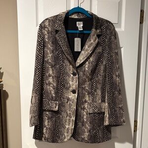 Chico's Snakeskin Pattern Blazer in Black and Cream